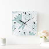 Rustige , Blauwgroen, witte paneelhuisstijl Vierkante Klok (Huis)