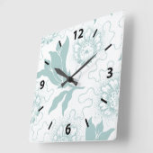 Rustige , Blauwgroen, witte paneelhuisstijl Vierkante Klok (Hoek)