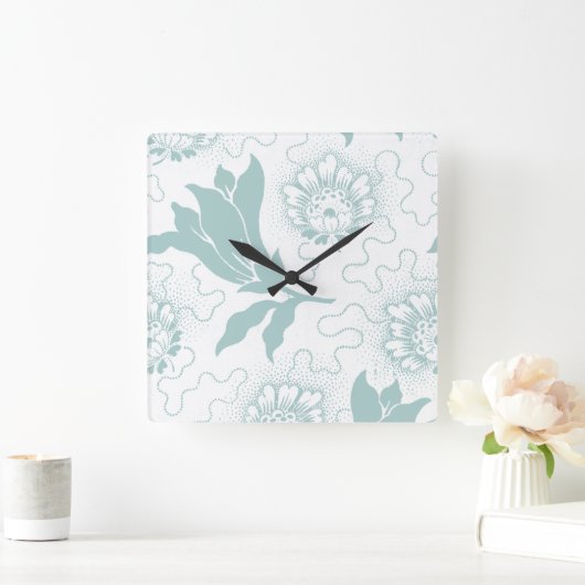Rustige , Blauwgroen, witte paneelhuisstijl Vierkante Klok (Huis)