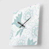 Rustige , Blauwgroen, witte paneelhuisstijl Vierkante Klok (Hoek)