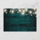 Rustige Blauwgroen Wood String Lights Wedding Deta Informatiekaartje (Achterkant)