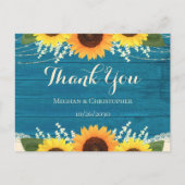 Rustige Blauwgroen zonnebloem Weddenschap Bedankt Briefkaart (Voorkant)