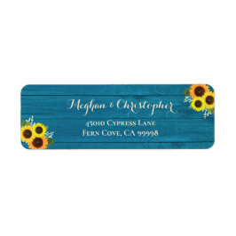 Rustige Blauwgroen zonnebloemen Wedding Return Add Etiket