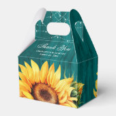 Rustige Blauwgroen zonnebloempitten Bedankdoosjes (Achterkant)