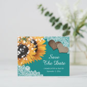 Rustige Blauwgroen zonnebloempitten die de datum o Aankondigingskaart (Staand voorkant)