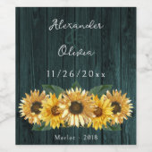 Rustige Blauwgroen zonnebloempitten Wijnlabel Wijn Etiket (Enkel label)