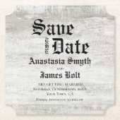 Rustige Bleaching Wood Wedding Save the Date Kartonnen Onderzetters (Voorkant)