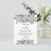 Rustige Bleke blauwe hydrangea huwelijksuitnodigin Kaart (Staand voorkant)