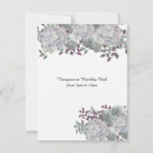 Rustige Bleke blauwe hydrangea huwelijksuitnodigin Kaart (Achterkant)