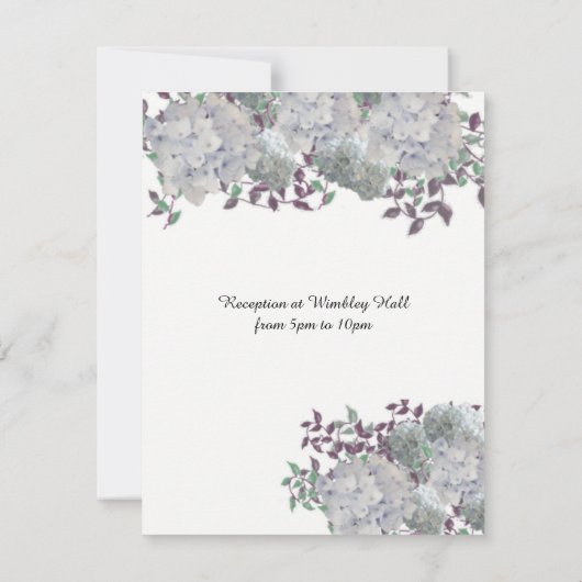Rustige Bleke blauwe hydrangea huwelijksuitnodigin Kaart (Achterkant)