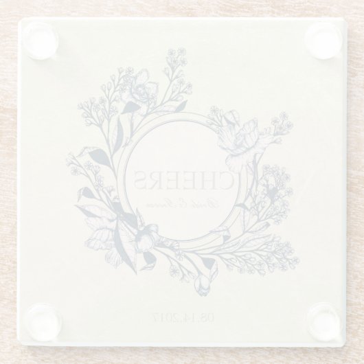 Rustige  bloem-bruidskouters glazen onderzetter (Achterkant)