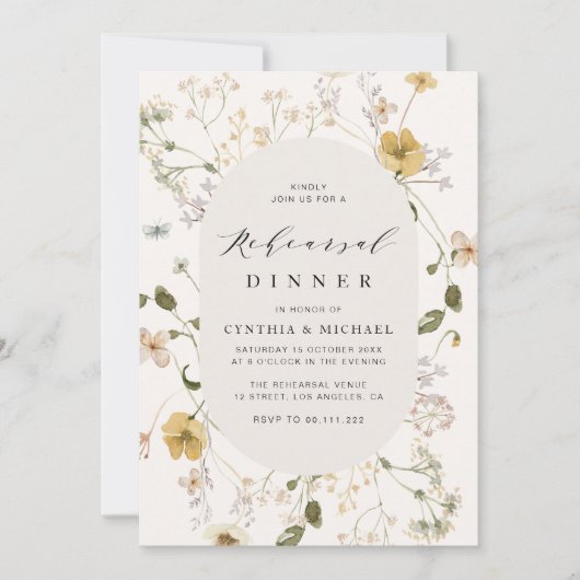 rustige bloem lijst repetitie diner kaart (Voorkant)