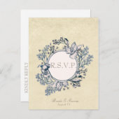 Rustige  Bloembloem RSVP Uitnodiging Briefkaart (Voorkant / Achterkant)