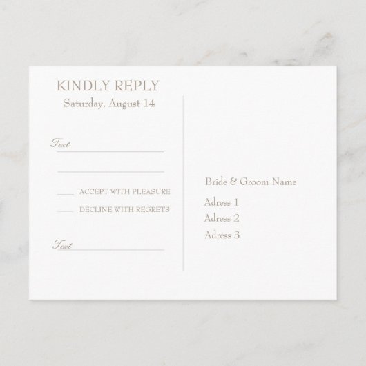 Rustige  Bloembloem RSVP Uitnodiging Briefkaart (Achterkant)