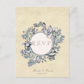 Rustige  Bloembloem RSVP Uitnodiging Briefkaart (Voorkant)