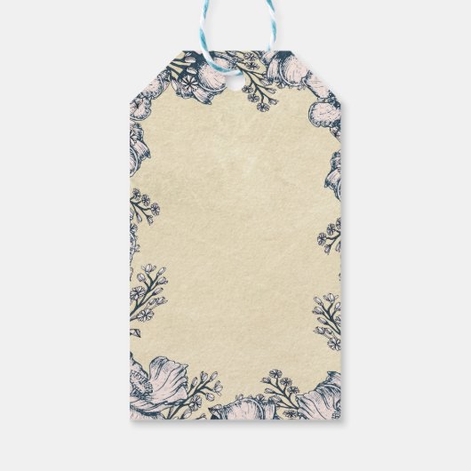 Rustige  Bloembloemen bruiloft Cadeaulabel (Achterkant)