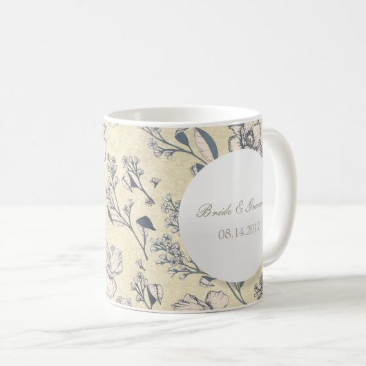 Rustige Bloembloemen bruiloft Koffiemok (Voorkant rechts)