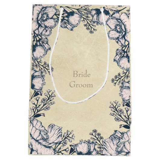 Rustige  Bloembloemen bruiloft Medium Cadeauzakje (Achterkant)