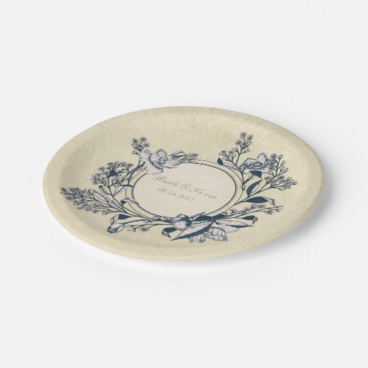 Rustige  Bloembloemen bruiloft Papieren Bordje (Gekanteld)