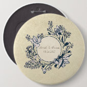 Rustige  Bloembloemen bruiloft Ronde Button 6,0 Cm (Voorkant /achterkant)