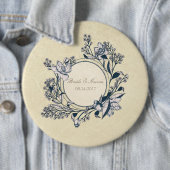 Rustige  Bloembloemen bruiloft Ronde Button 6,0 Cm (In situ)