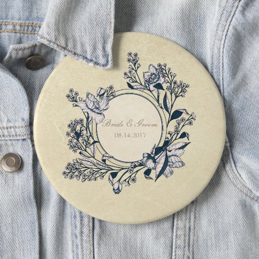 Rustige  Bloembloemen bruiloft Ronde Button 6,0 Cm (In situ)