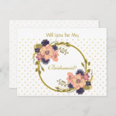 Rustige bloemen, ben je mijn Bridesmaid? Uitnodiging Briefkaart (Voorkant / Achterkant)