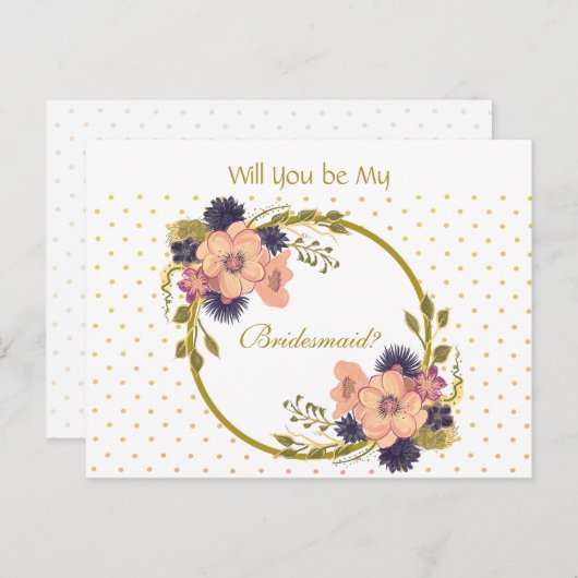 Rustige bloemen, ben je mijn Bridesmaid? Uitnodiging Briefkaart (Voorkant / Achterkant)