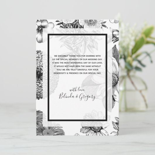 Rustige  bloemen bruiloft Hartelijk dank Bedankkaart (Staand voorkant)
