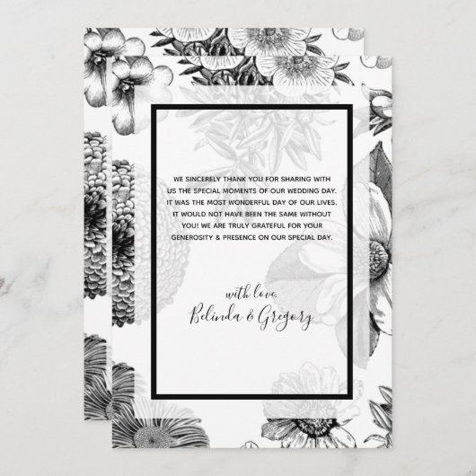 Rustige  bloemen bruiloft Hartelijk dank Bedankkaart (Voorkant / Achterkant)