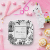 Rustige  bloemen bruiloft papieren bordje (Feest)