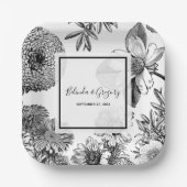 Rustige  bloemen bruiloft papieren bordje (Voorkant)