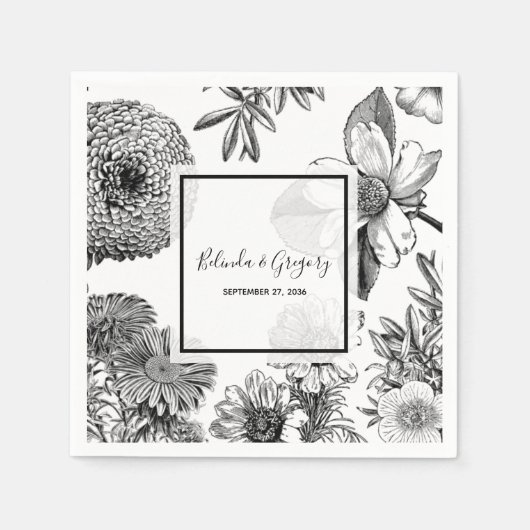 Rustige  bloemen bruiloft servet (Voorkant)