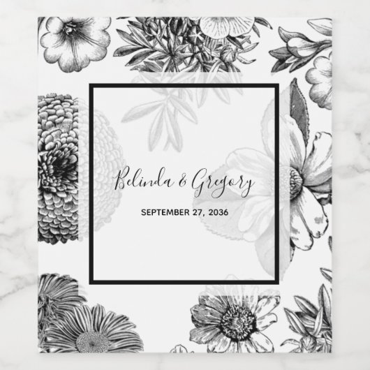 Rustige  bloemen bruiloft wijn etiket (Enkel label)