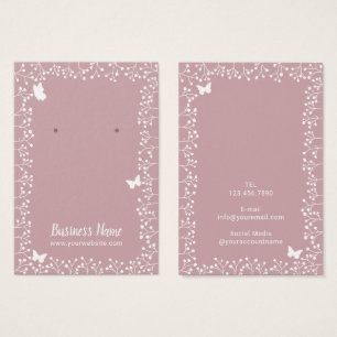 Rustige bloemen & Butterfly Dusty Pink Visitekaartje