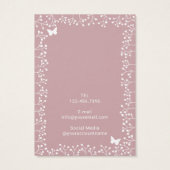 Rustige bloemen & Butterfly Dusty Pink Visitekaartje (Achterkant)