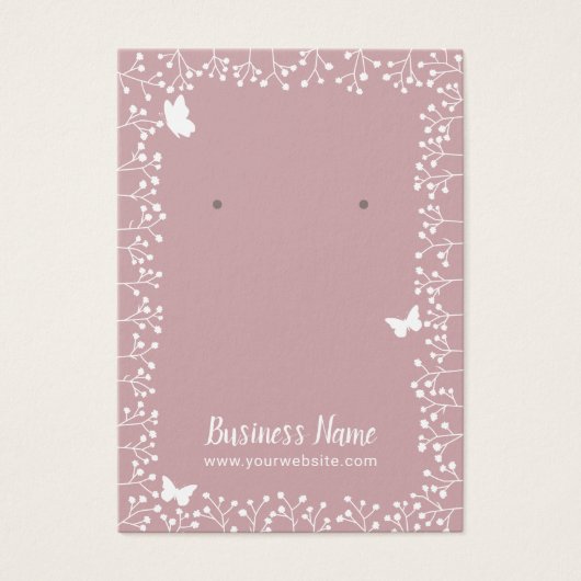Rustige bloemen & Butterfly Dusty Pink Visitekaartje (Voorkant)