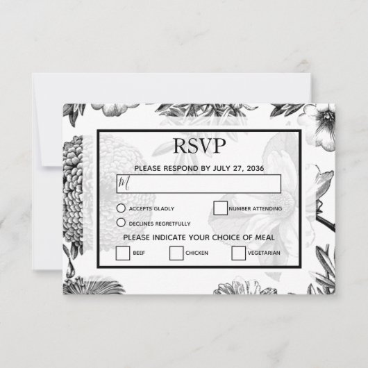 Rustige bloemen die RSVP-Kaarten binden RSVP Kaartje (Voorkant)