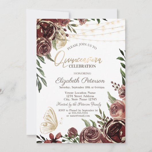 Rustige bloemen Glitter Butterflies Kaart (Voorkant)