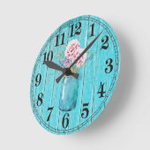 Rustige bloemen in Mason Round Wall Clock Ronde Klok (Hoek)
