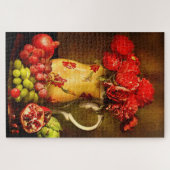 Rustige bloemen Pomegranate Grapes Fruit Legpuzzel (Horizontaal)