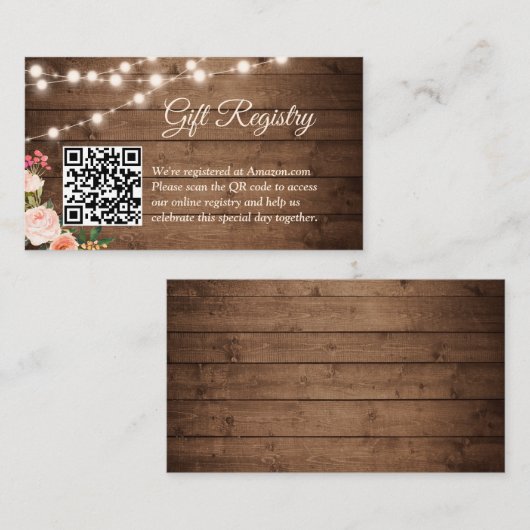 Rustige bloemen QR-code Cadeauregister Informatiekaartje (Voorkant / Achterkant)