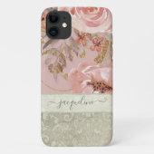 Rustige  bloemen, roze goudzout Case-Mate iPhone case (Achterkant)