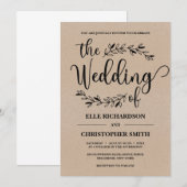 Rustige bloemsierplanten kraft paper bruiloft kaart (Voorkant / Achterkant)