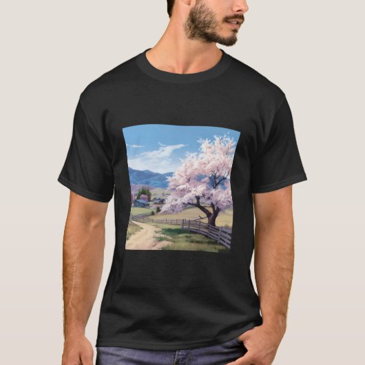 Rustige Bloesem Hway Plattelandswoning T-shirt (Voorkant)