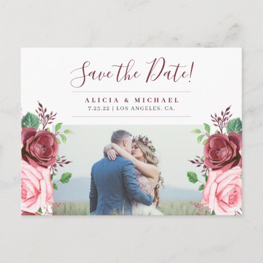 Rustige, blote, aangepaste fotobruiloft met de dat aankondigingskaart (Voorkant)