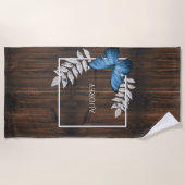 Rustige Blue Butterfly Beach Towel Strandlaken (Voorkant)
