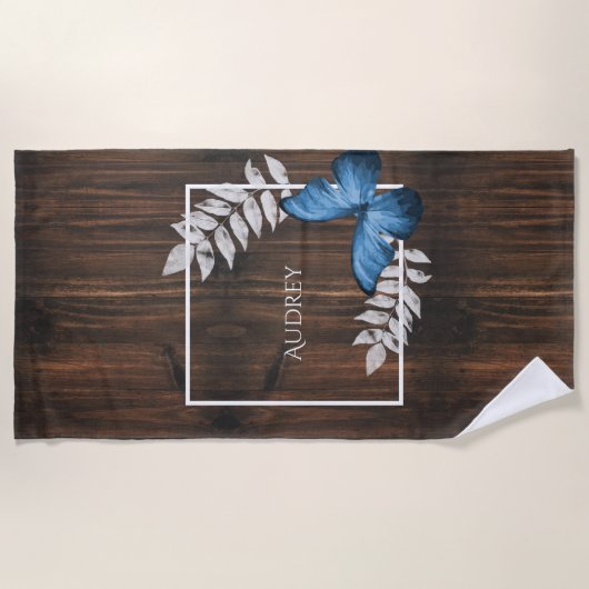 Rustige Blue Butterfly Beach Towel Strandlaken (Voorkant)