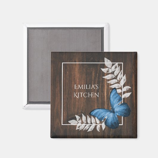 Rustige Blue Butterfly Magnet (Voorkant / Achterkant)