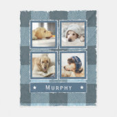 Rustige Blue Denim Buffalo Pset 4 Fotodosis Med Fleece Deken (Voorkant)